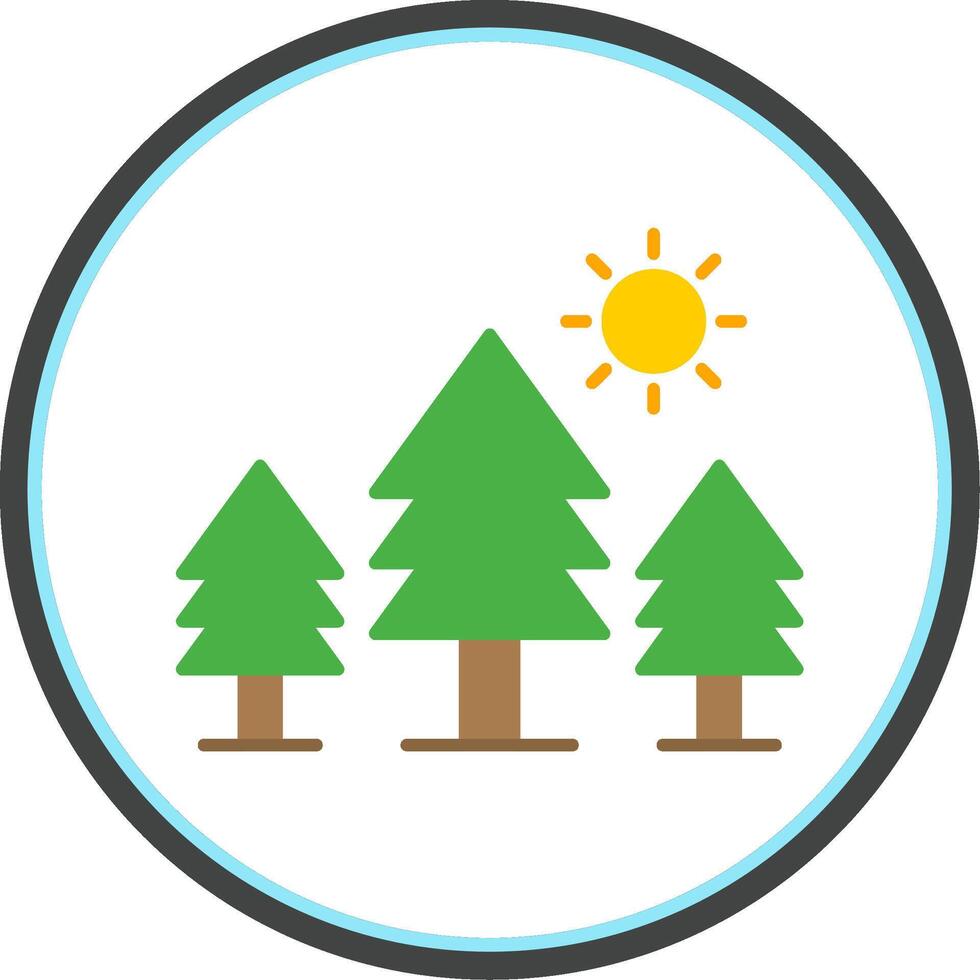 Pine Trees Flat Circle Icon vector
