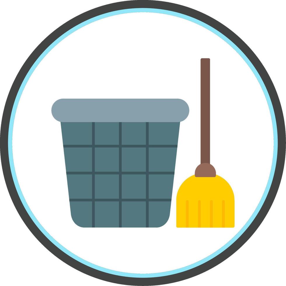 Mop Flat Circle Icon vector