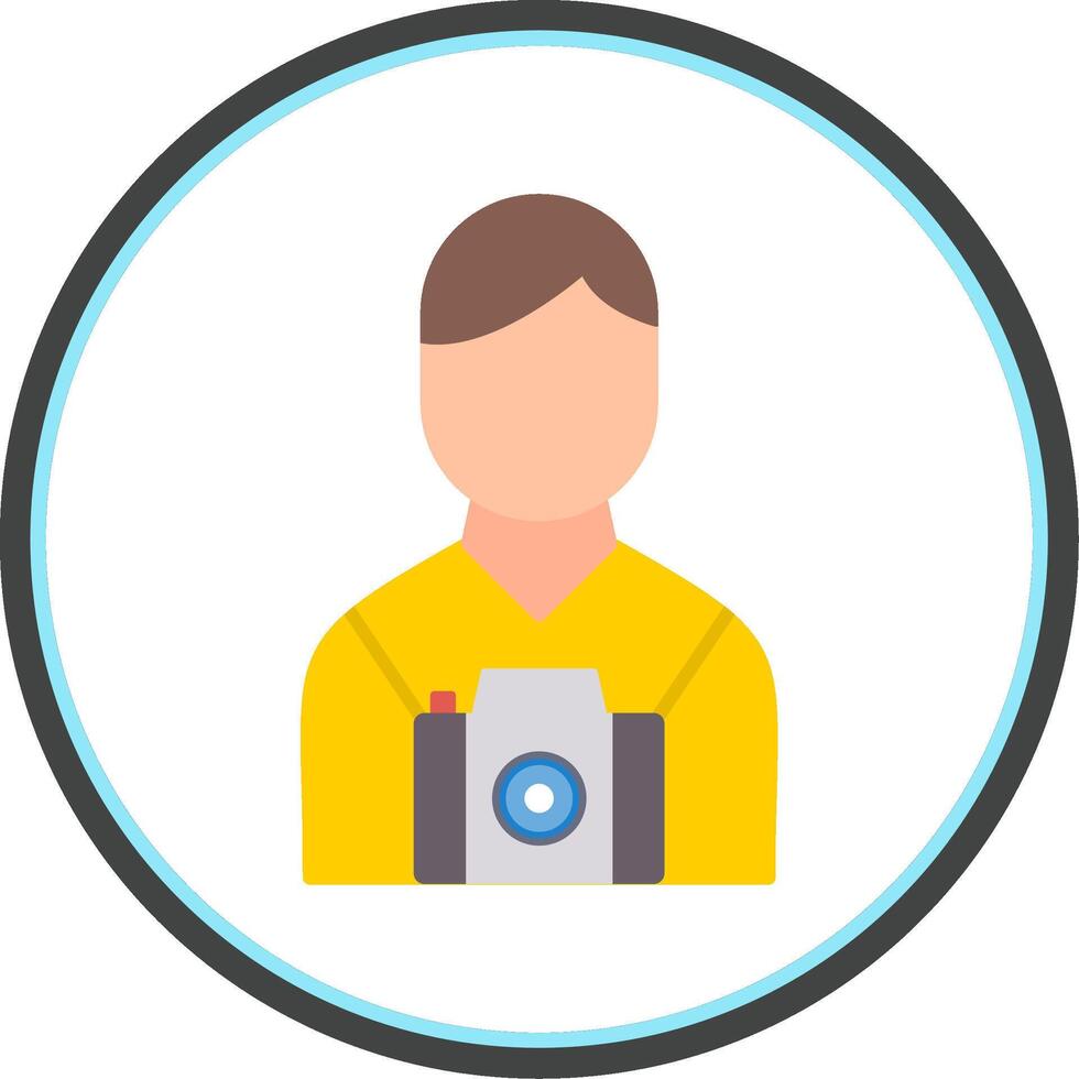 Camera Man Flat Circle Icon vector