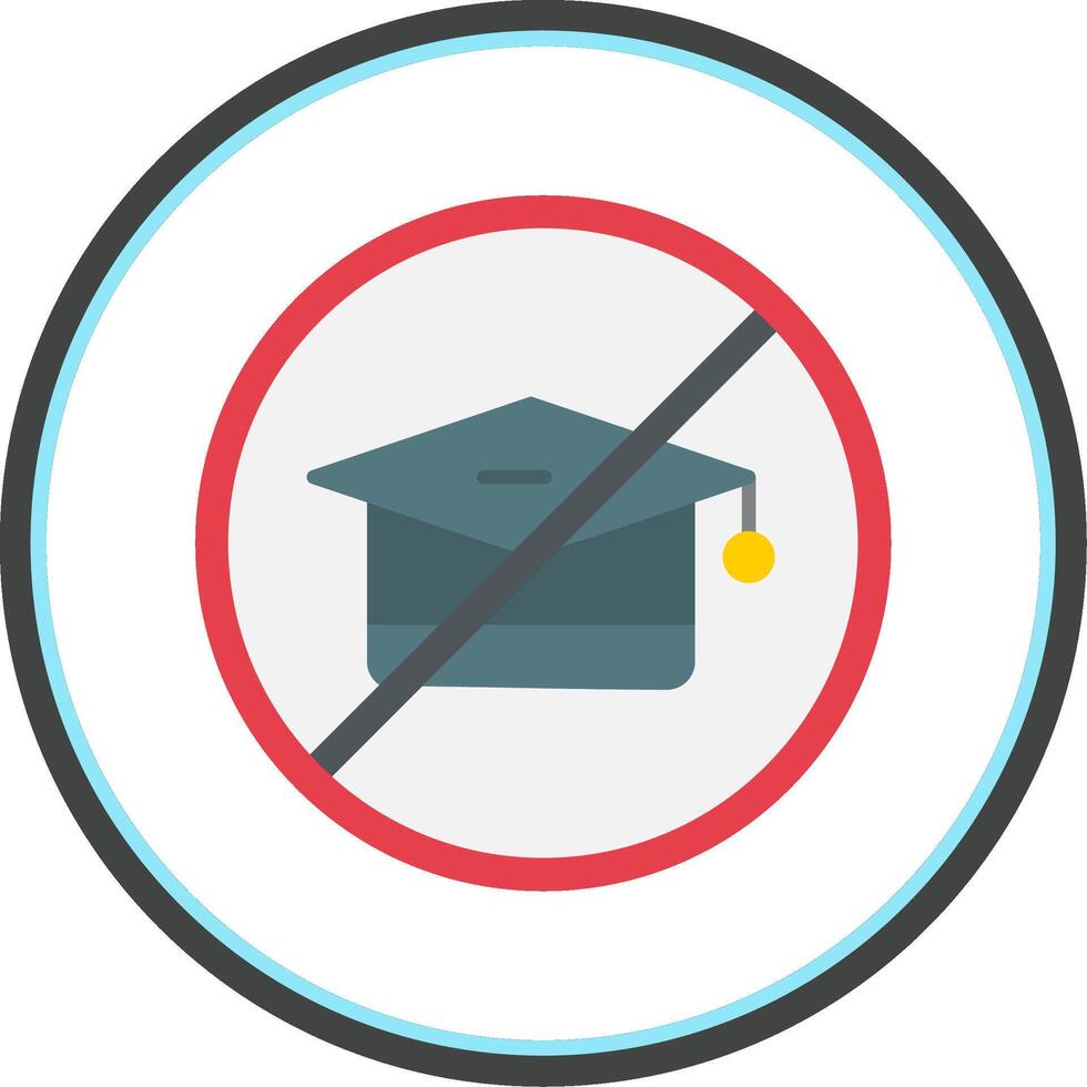 No Education Flat Circle Icon vector
