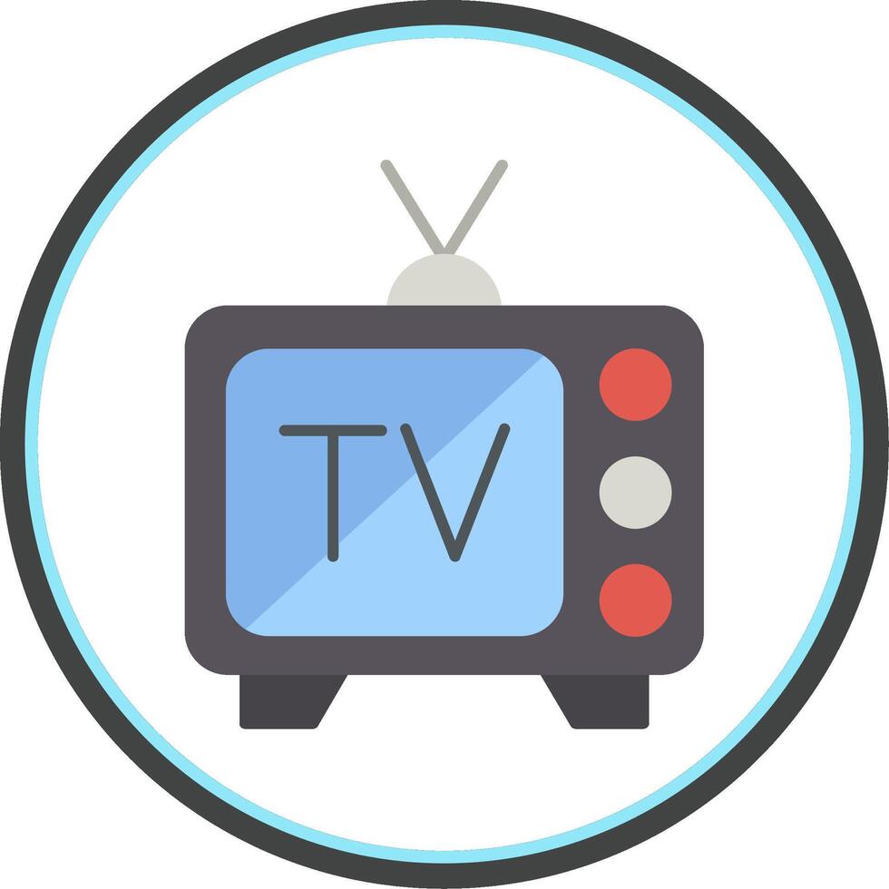 Tv Flat Circle Icon vector