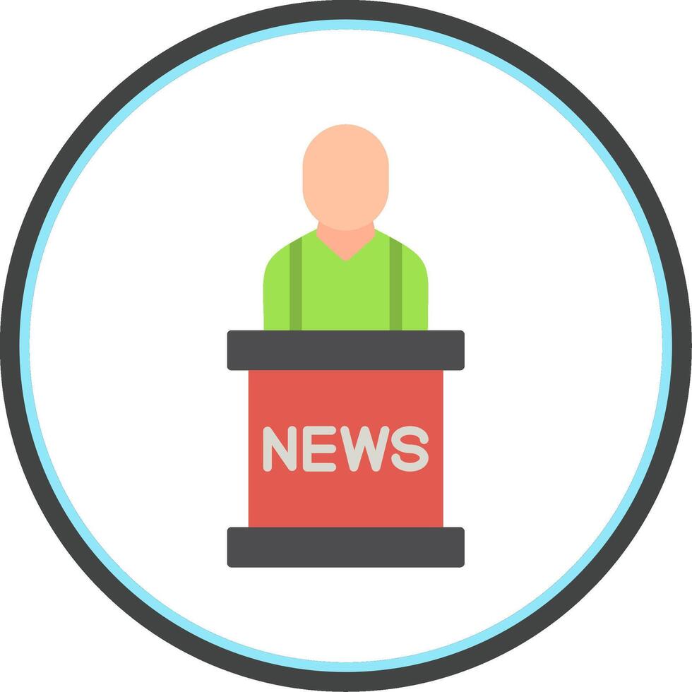 News Anchor Flat Circle Icon vector