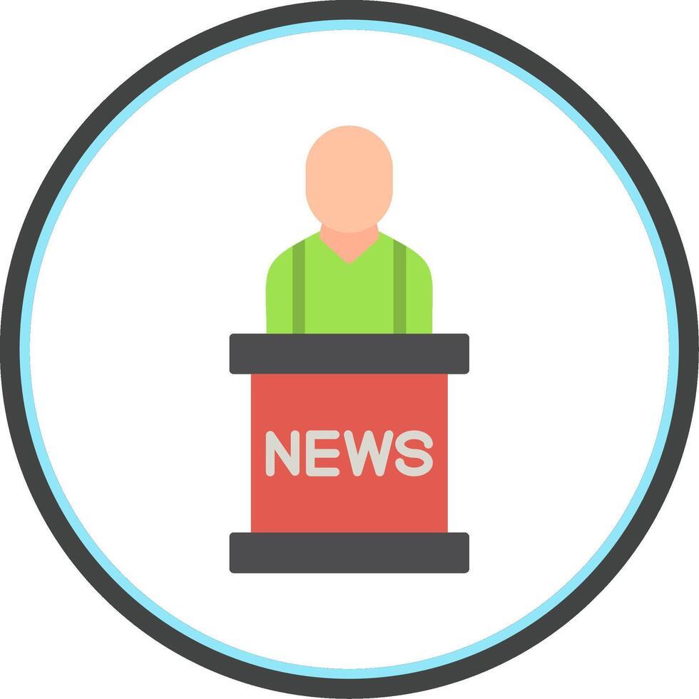 News Anchor Flat Circle Icon vector