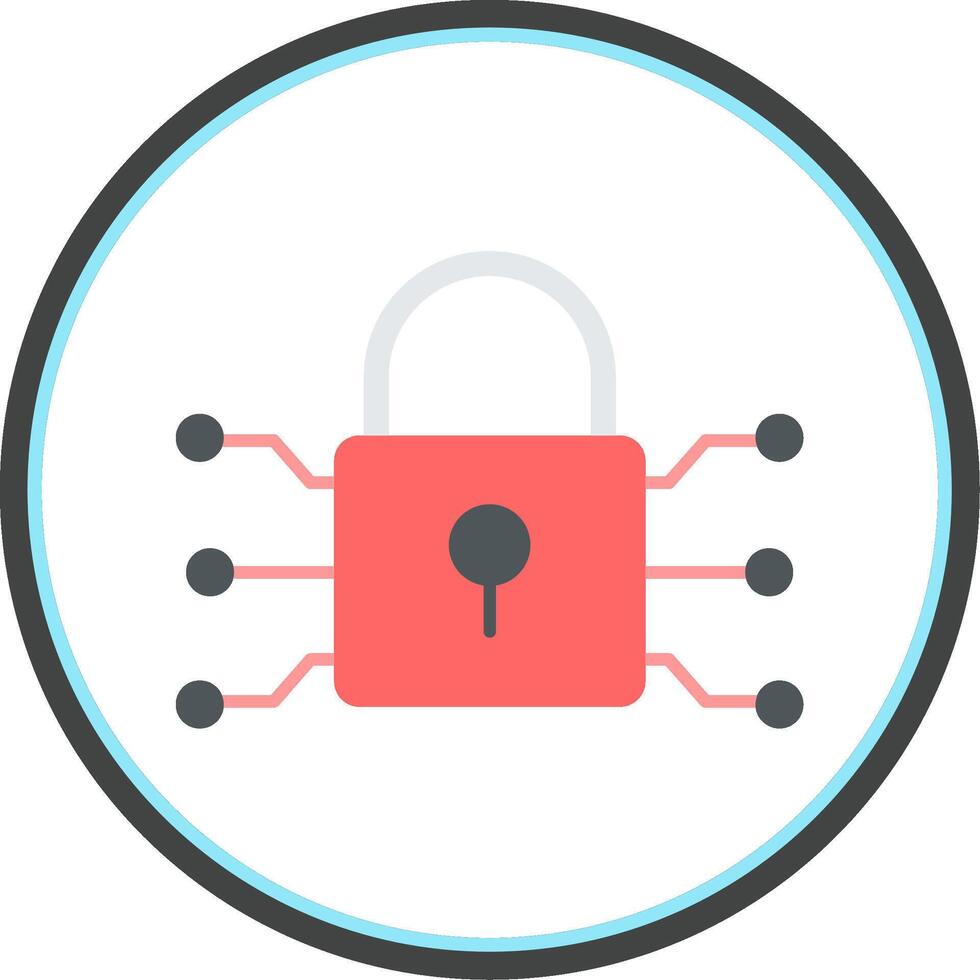 Cyber Attack Flat Circle Icon vector