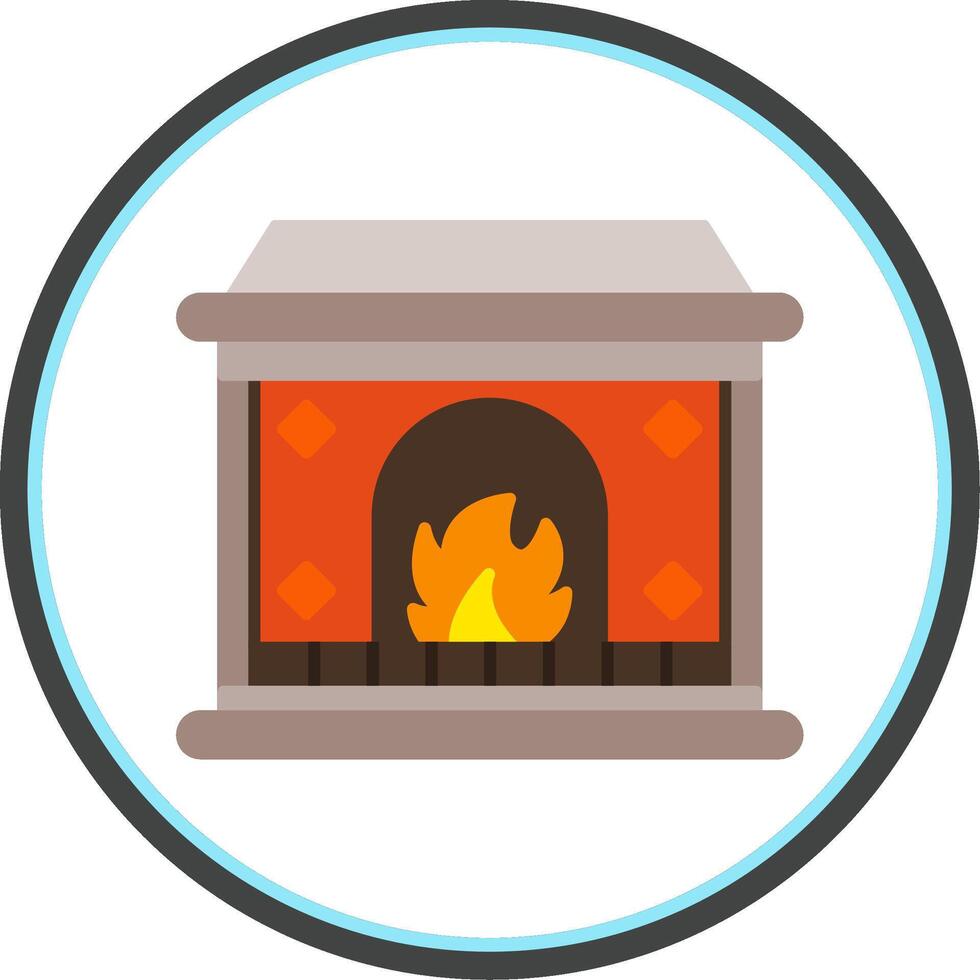 Fireplace Flat Circle Icon vector