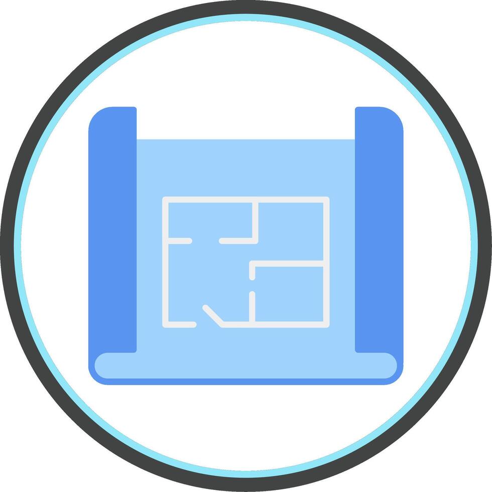 Blue Print Flat Circle Icon vector