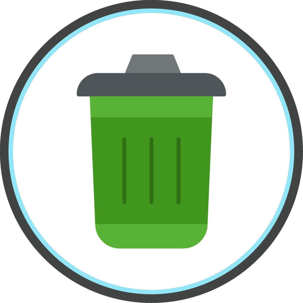 Dustbin Flat Circle Icon vector