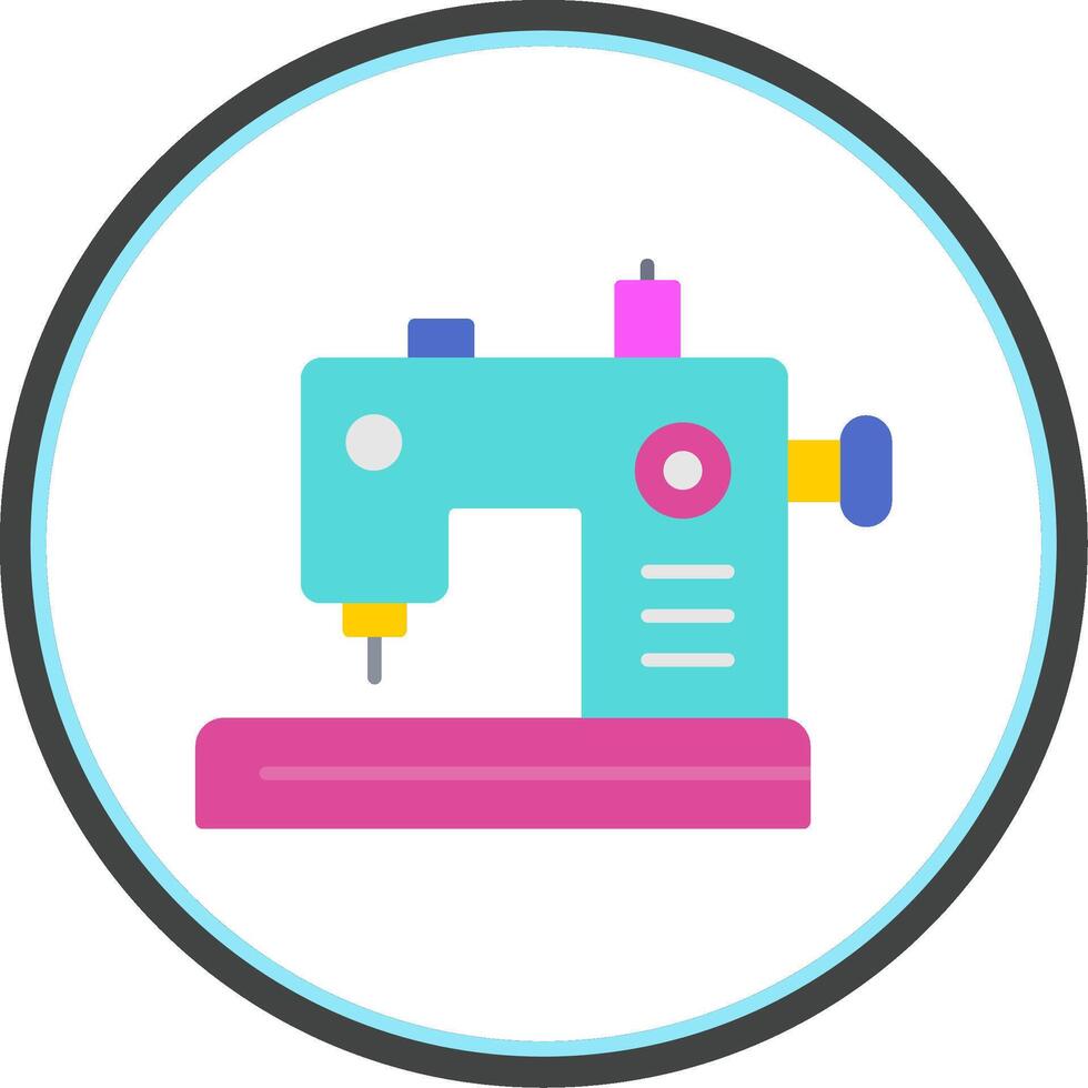 Sewing Machine Flat Circle Icon vector