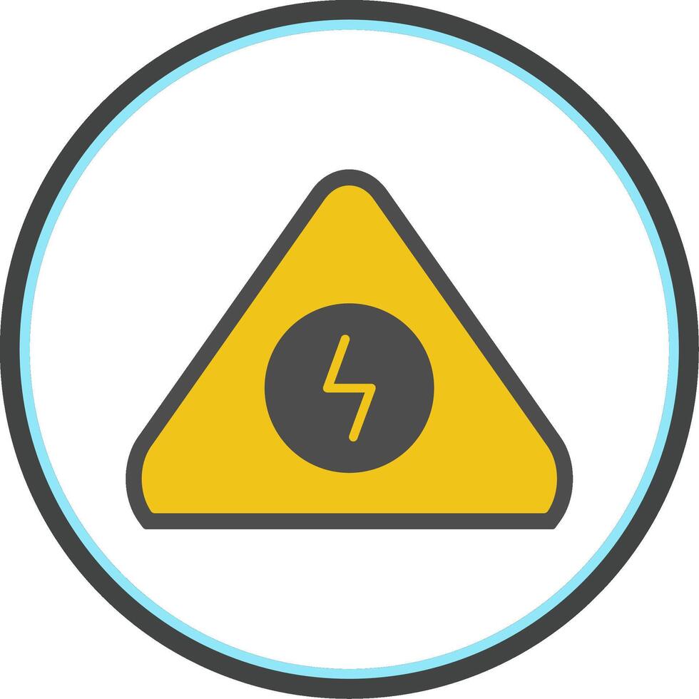 Electrical Danger Sign Flat Circle Icon vector