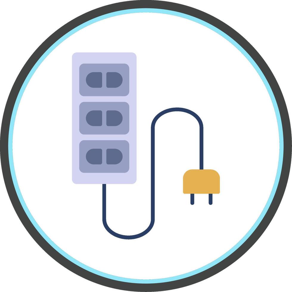 Extension Cord Flat Circle Icon vector