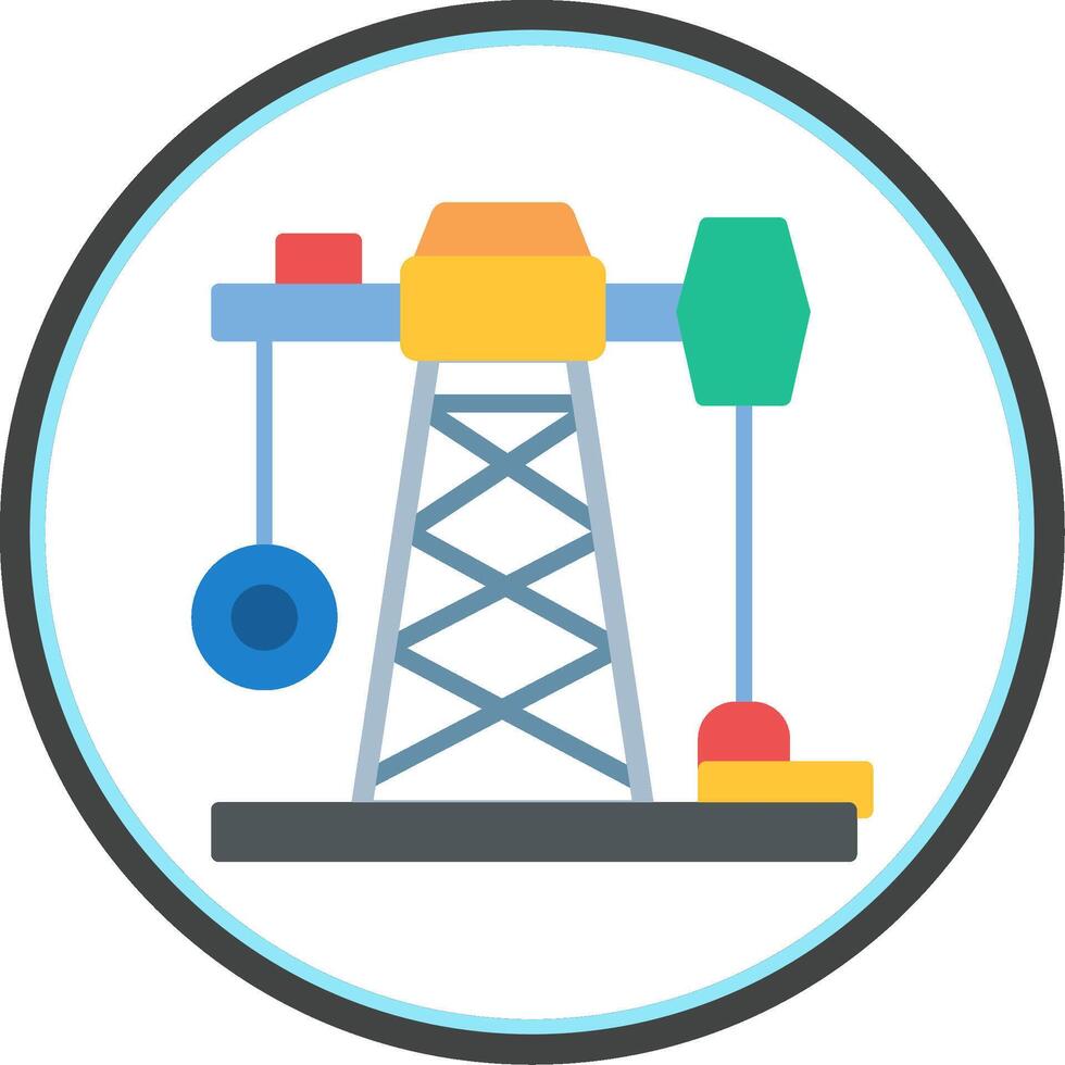 Oil Mining Flat Circle Icon vector