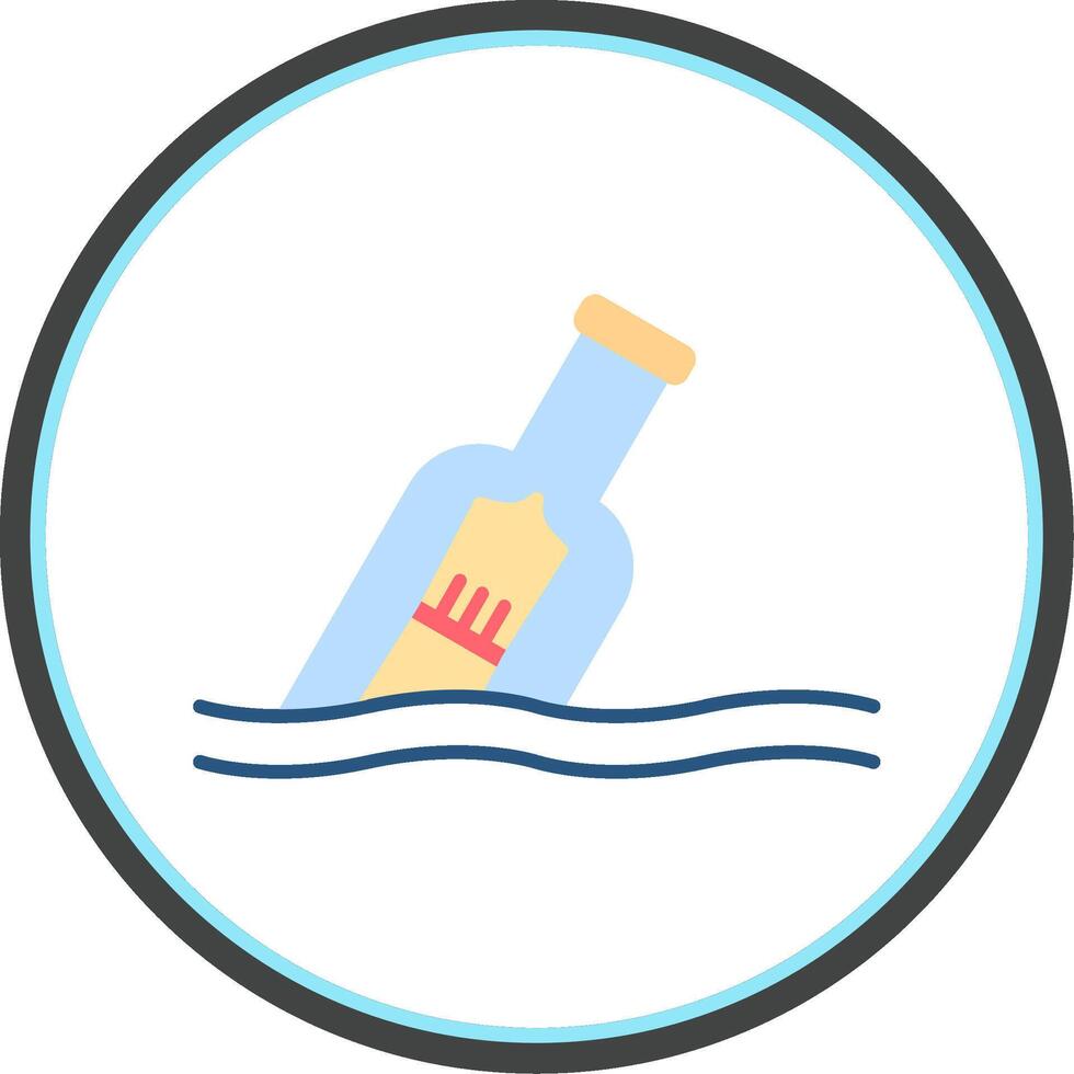 Message In A Bottle Flat Circle Icon vector