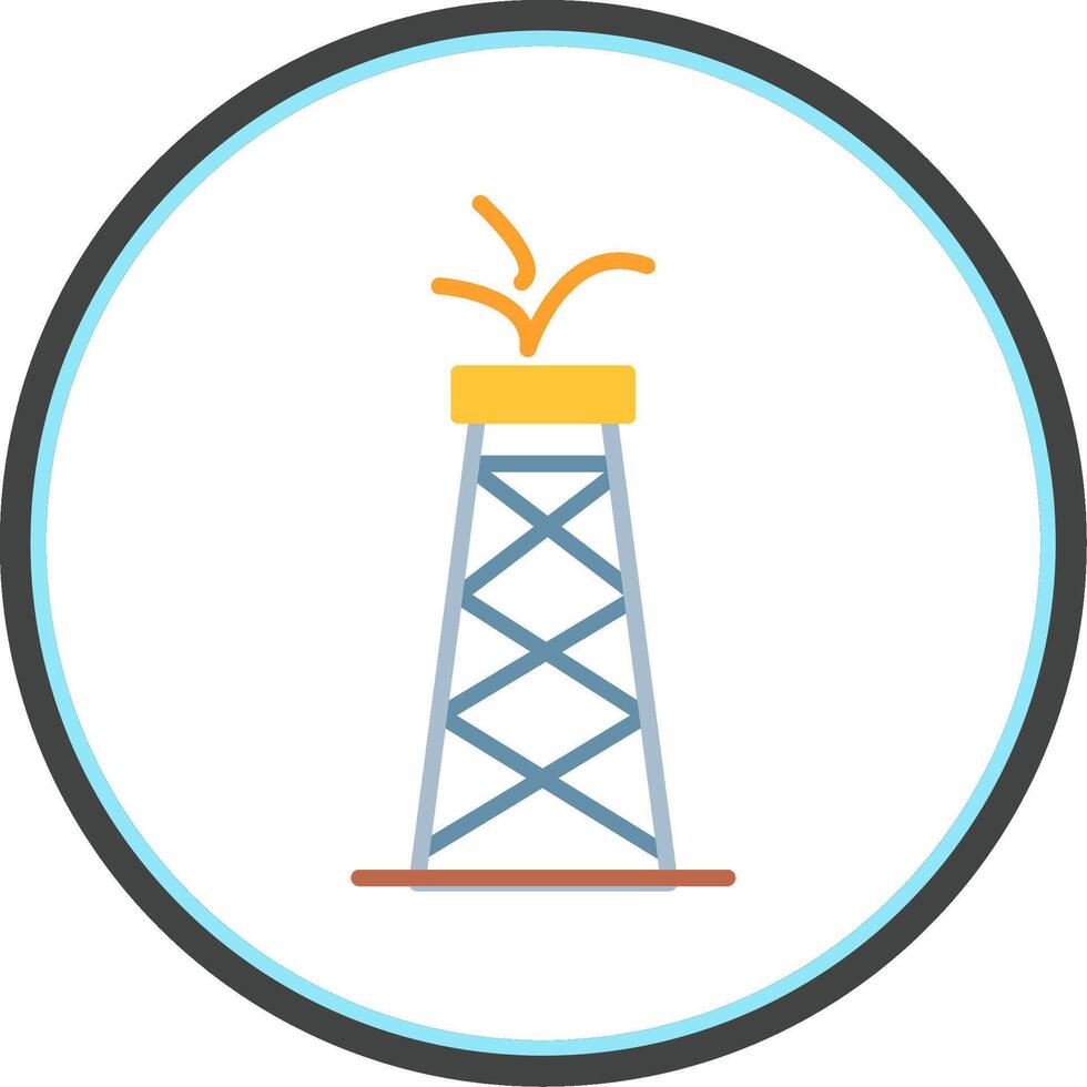 Oil Tower Flat Circle Icon vector