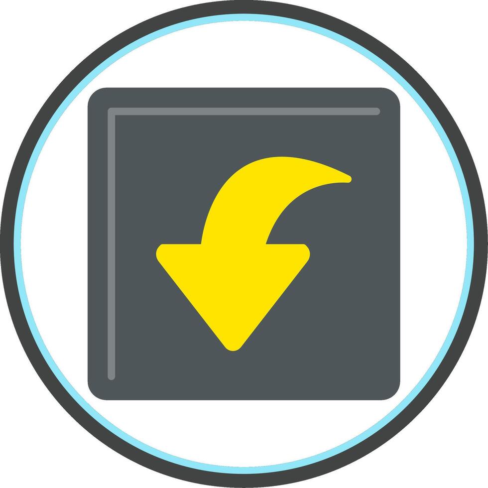 Curved Down Flat Circle Icon vector