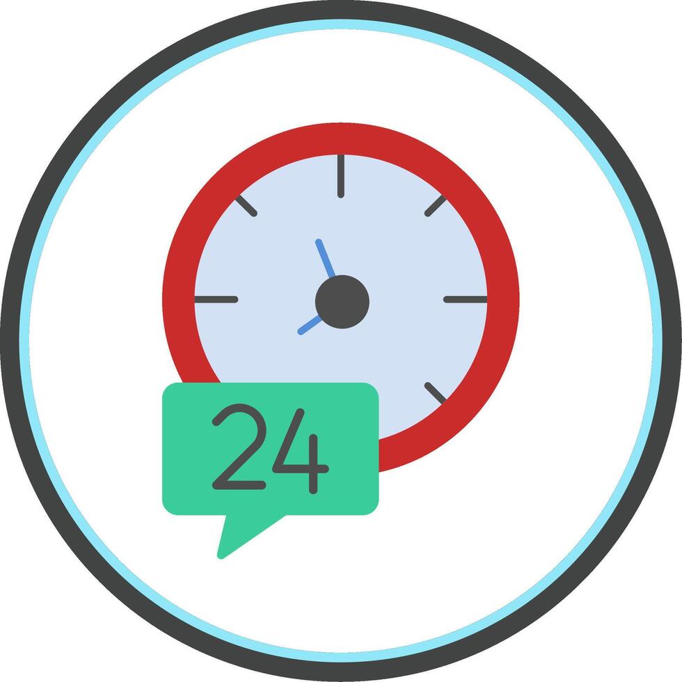 24 Hours Flat Circle Icon vector