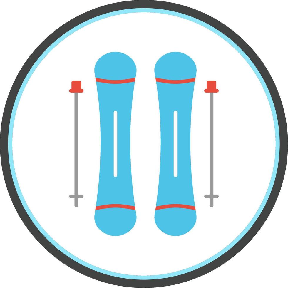 Skiing Flat Circle Icon vector