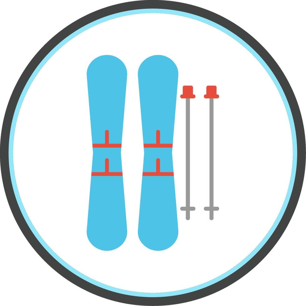 esquís plano circulo icono vector