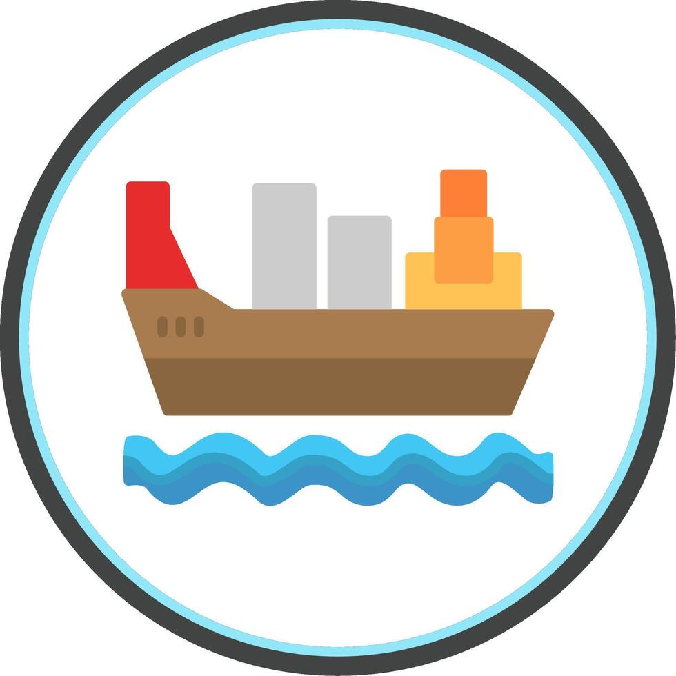 Cargo Ship Flat Circle Icon vector
