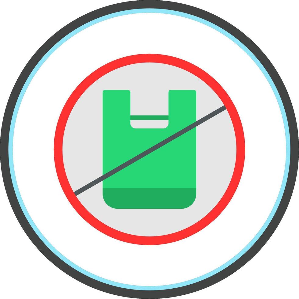 No Plastic Bag Flat Circle Icon vector