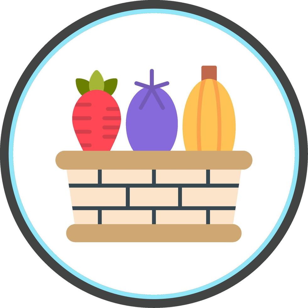 Vegetable Basket Flat Circle Icon vector