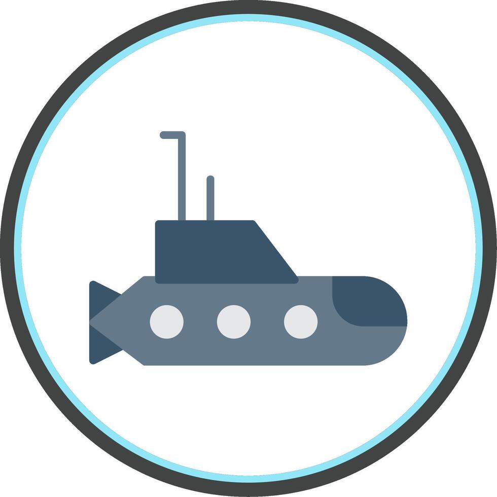 Submarine Flat Circle Icon vector