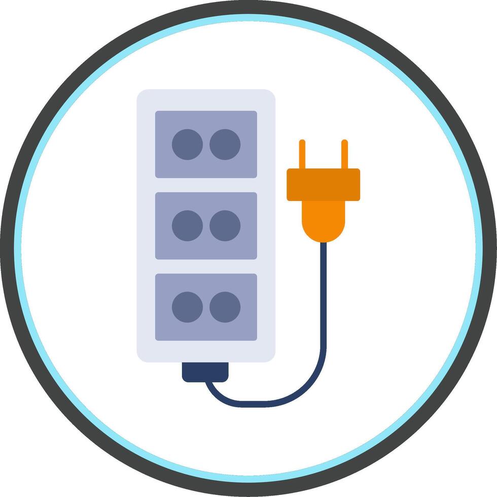 Extension Cord Flat Circle Icon vector