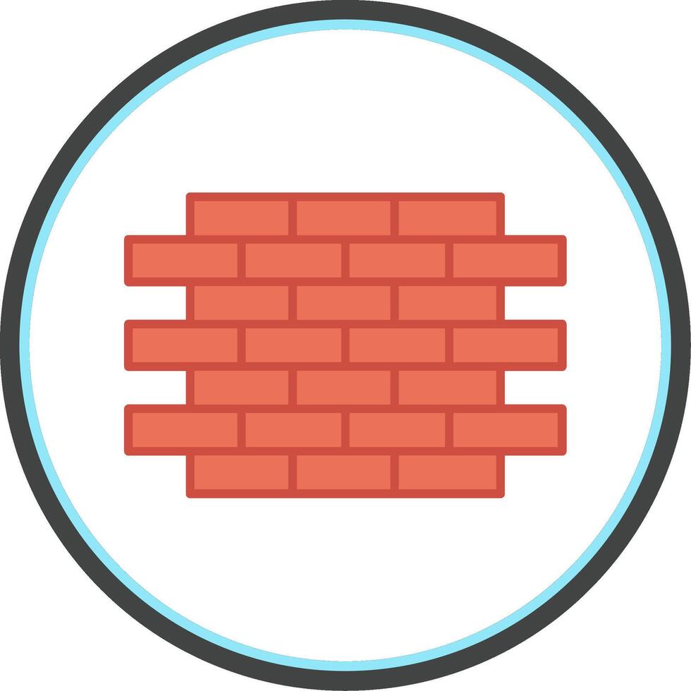 Brick Wall Flat Circle Icon vector