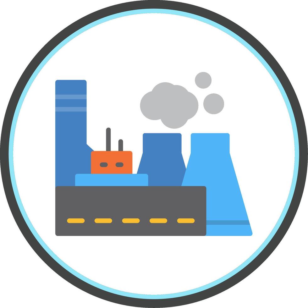 Power Station Flat Circle Icon vector