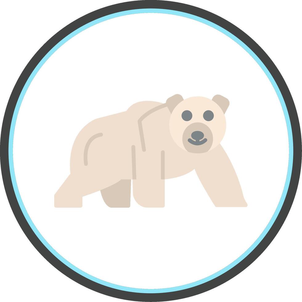 Polar Bear Flat Circle Icon vector