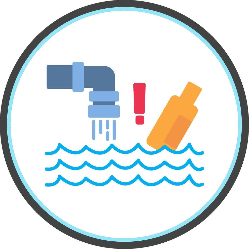 Water Pollution Flat Circle Icon vector