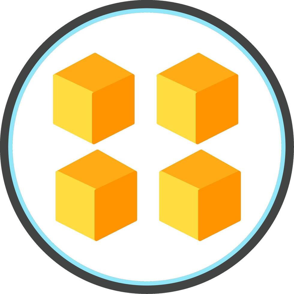 Cube Flat Circle Icon vector