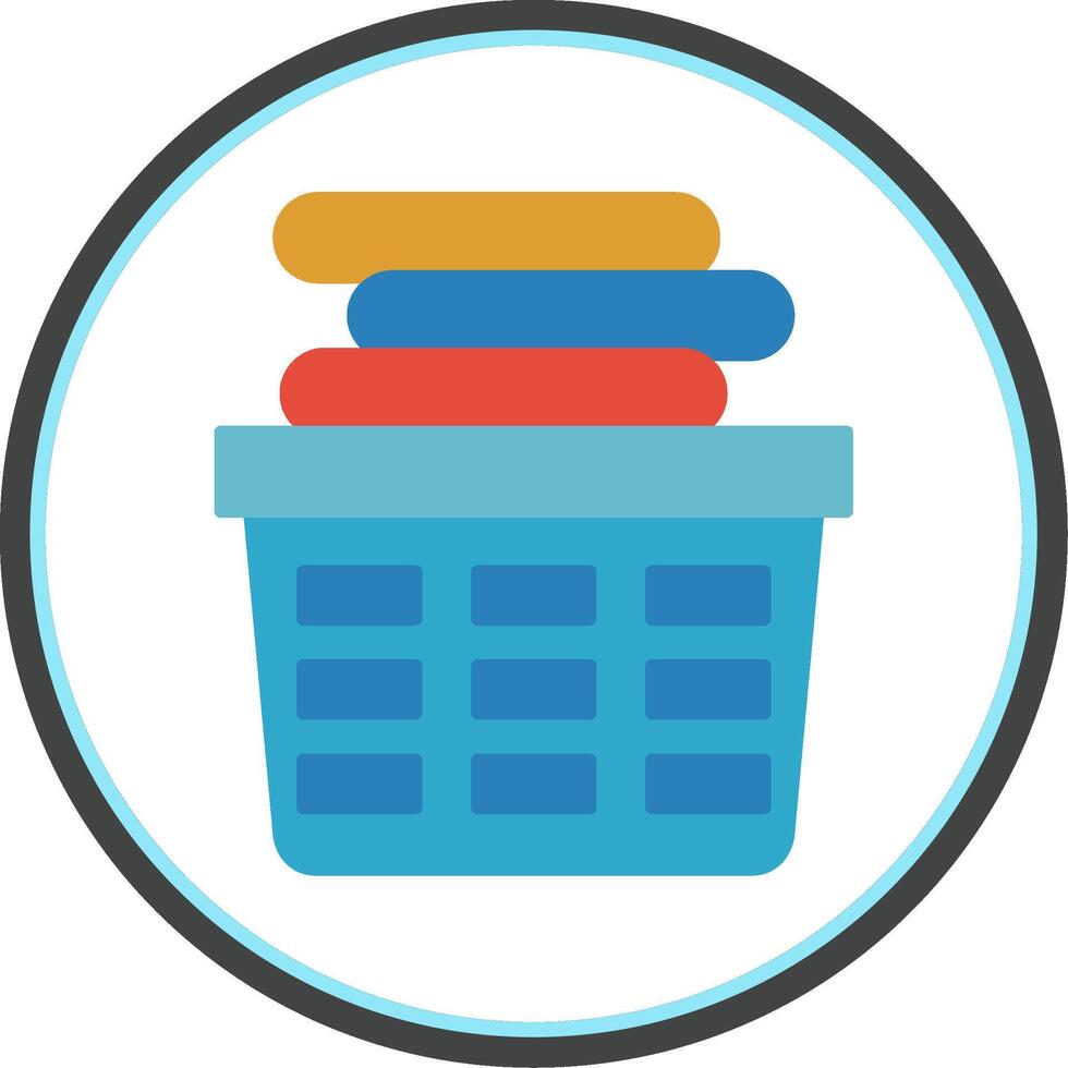 Laundry Basket Flat Circle Icon vector