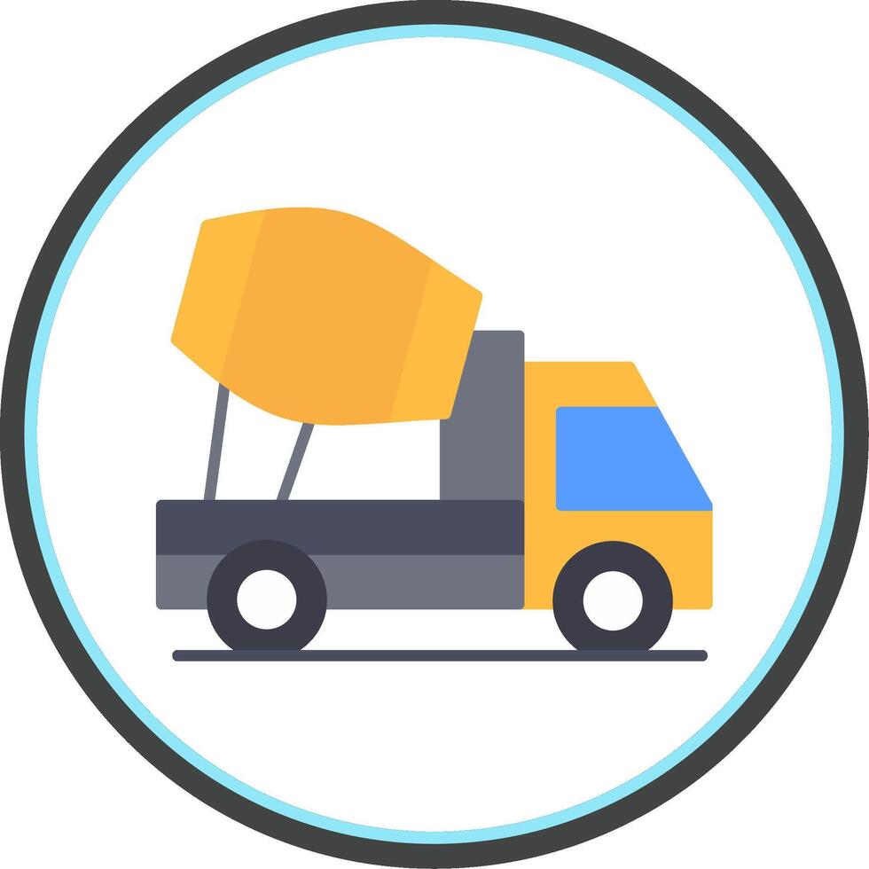 Concrete Mixer Flat Circle Icon vector
