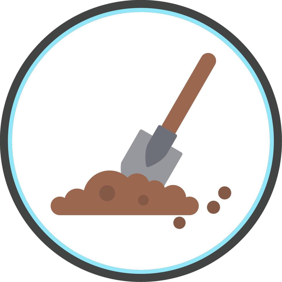 Shovel In Soil Flat Circle Icon vector