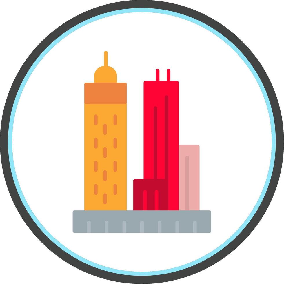 Skyscrapers Flat Circle Icon vector