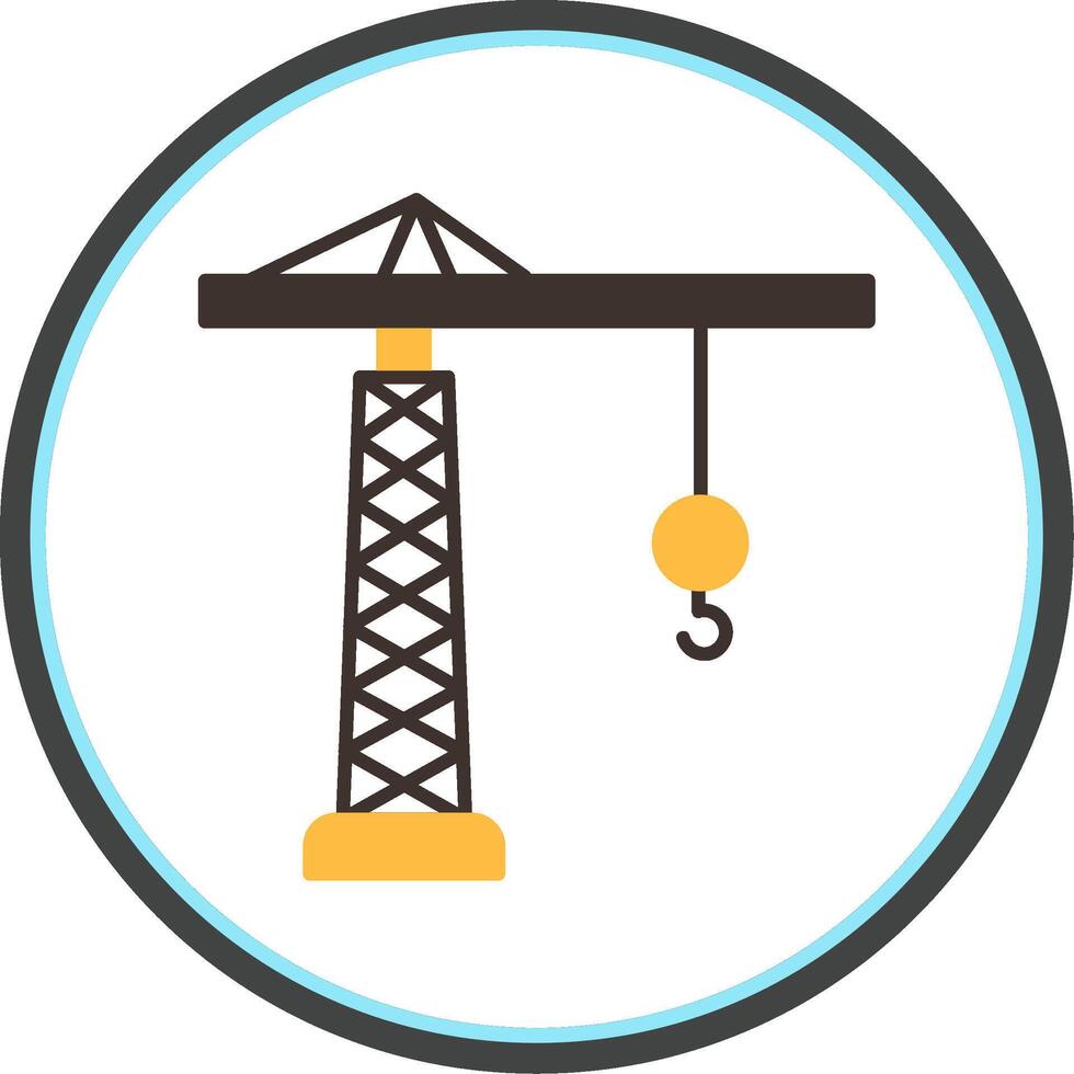 Tower Crane Flat Circle Icon vector