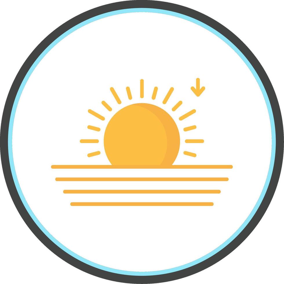 Sunset Flat Circle Icon vector