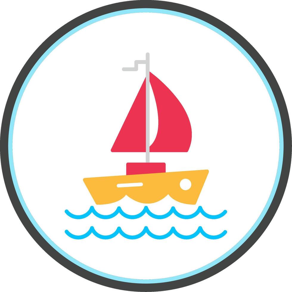 Yacht Flat Circle Icon vector