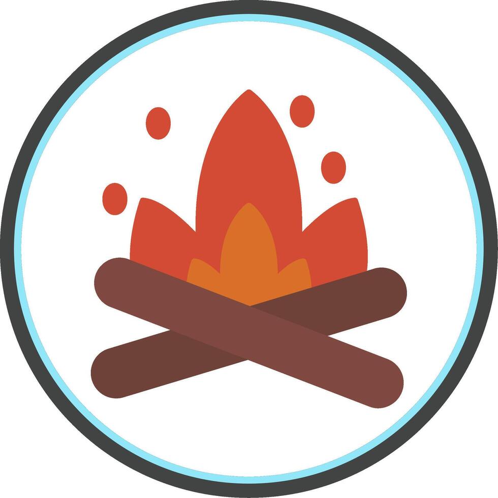 Bonfire Flat Circle Icon vector