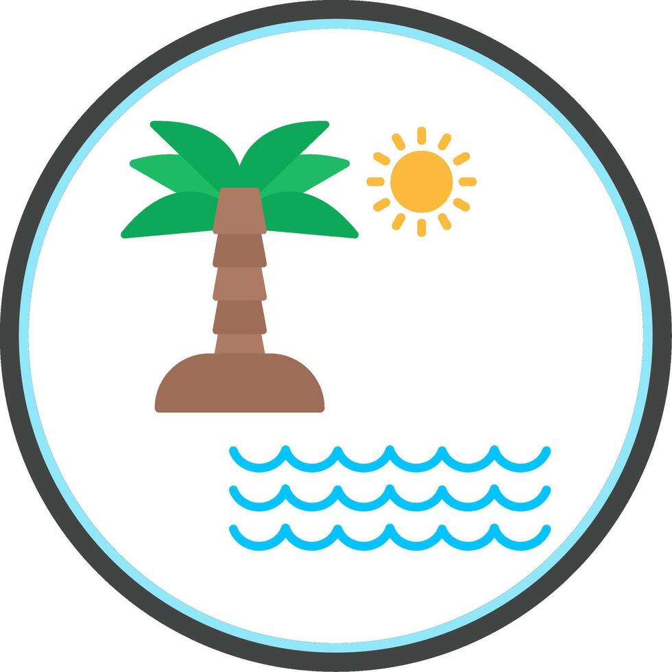 Beach Flat Circle Icon vector