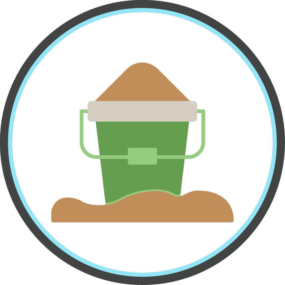 Sand Bucket Flat Circle Icon vector