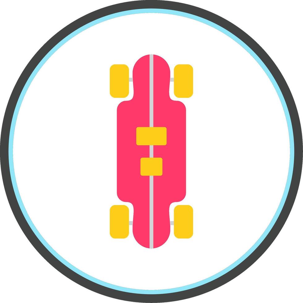 Longboard Flat Circle Icon vector