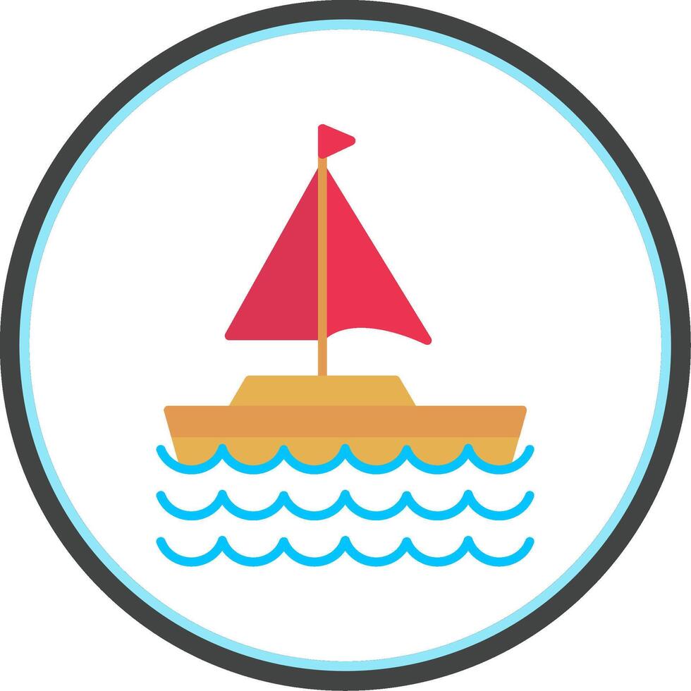 Sail Boat Flat Circle Icon vector