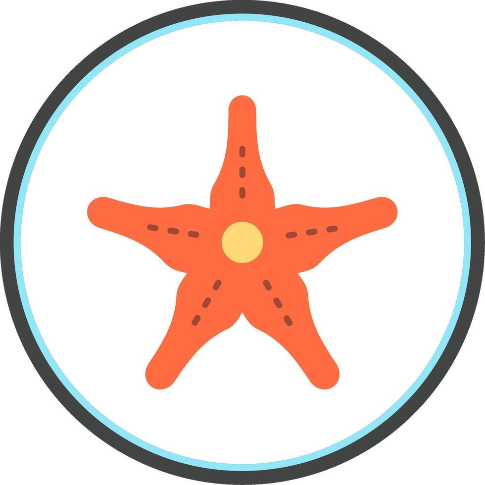 StarFish Flat Circle Icon vector