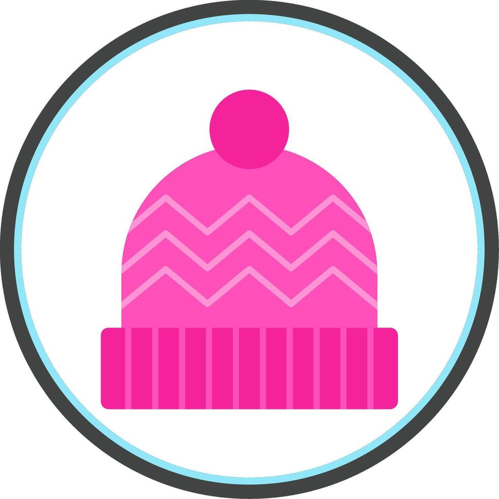 Knit Hat Flat Circle Icon vector