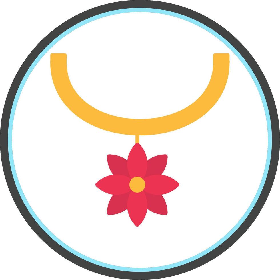Flower Necklace Flat Circle Icon vector