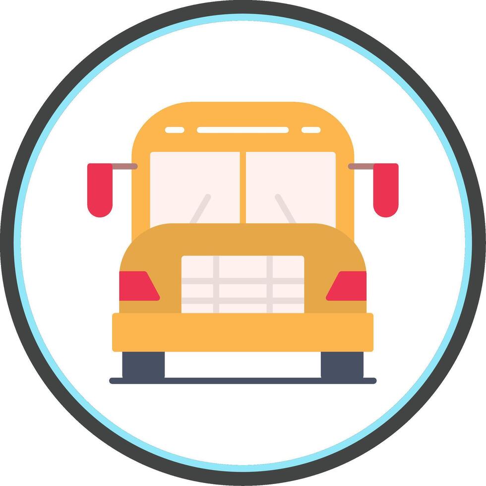 School Bus Flat Circle Icon vector