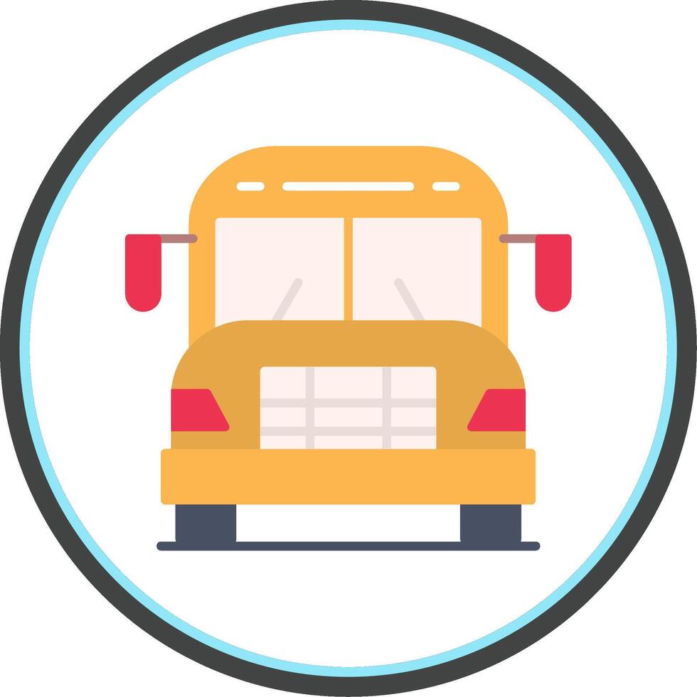 School Bus Flat Circle Icon vector