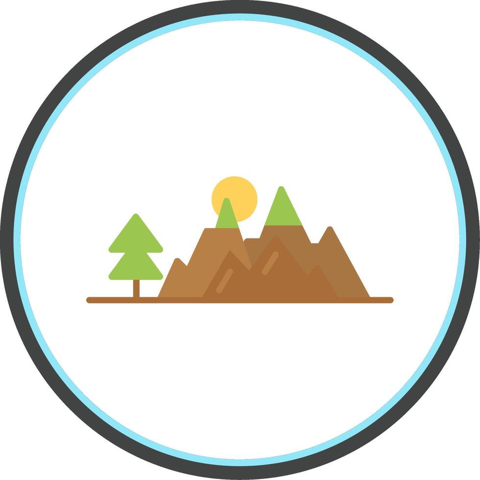 Mountains Flat Circle Icon vector