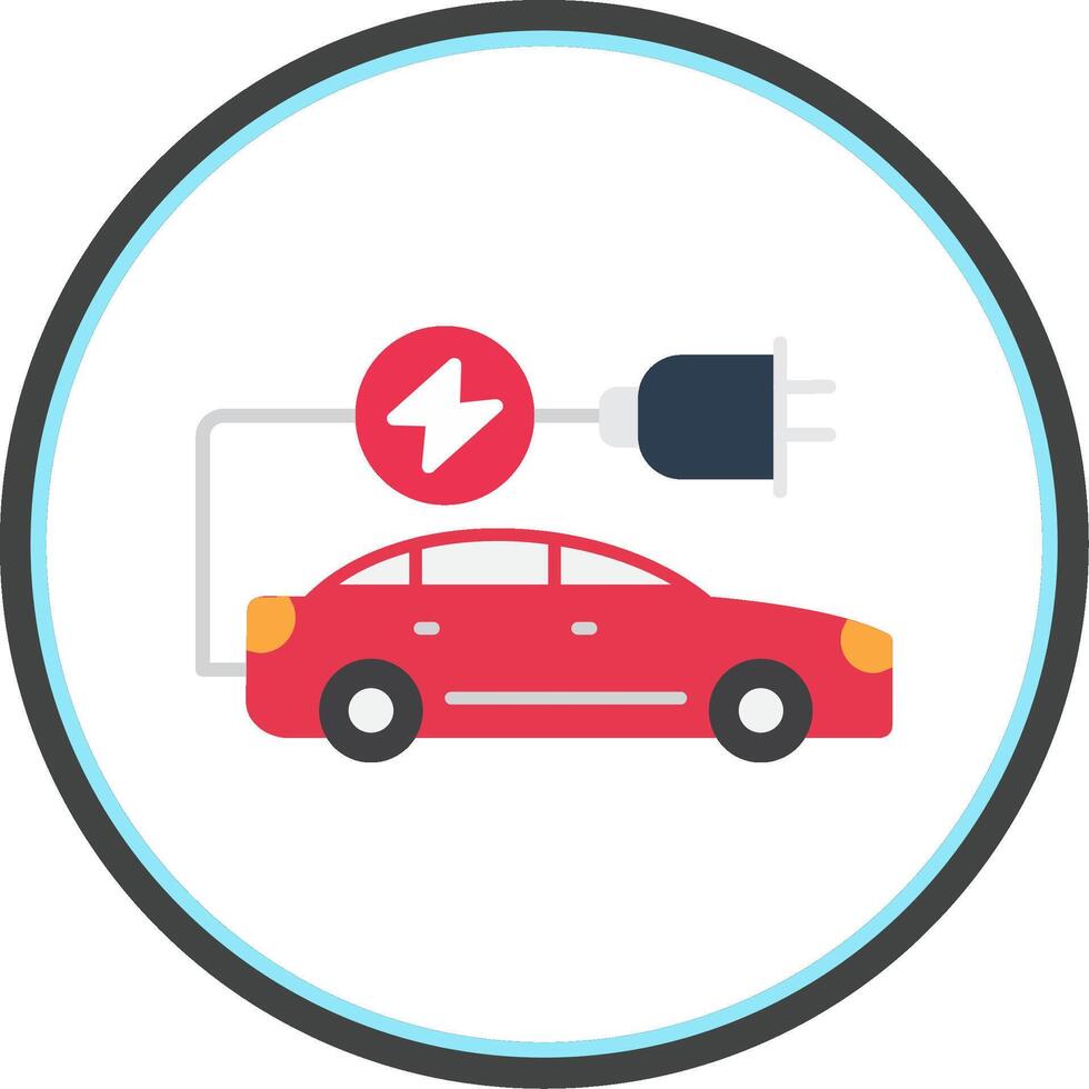 Electric Car Flat Circle Icon vector